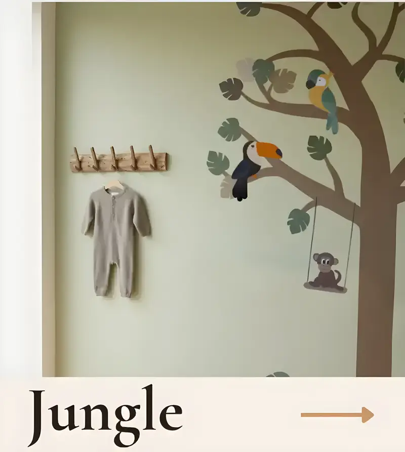 Jungle muurdecoraties voor de baby- en kinderkamer